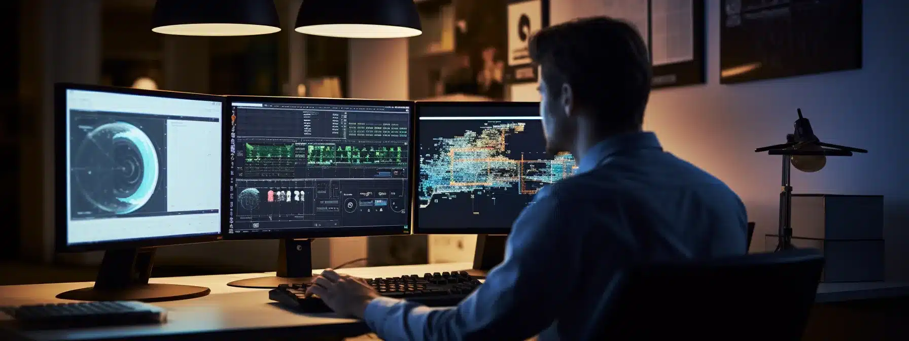 a person using ergonomic tools at a well-designed workstation.